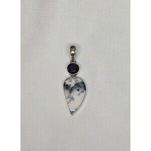 Artisan Gem Collection of India Dendritic Opal Pendant - Black, White